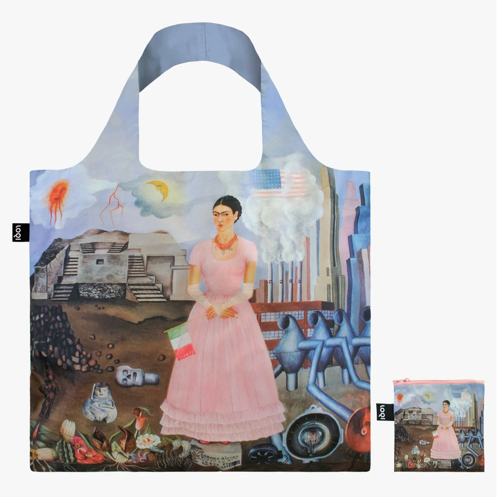 LOQI - ekologická skladacia nákupná taška - FRIDA KAHLO Self Portrait on the Borderline