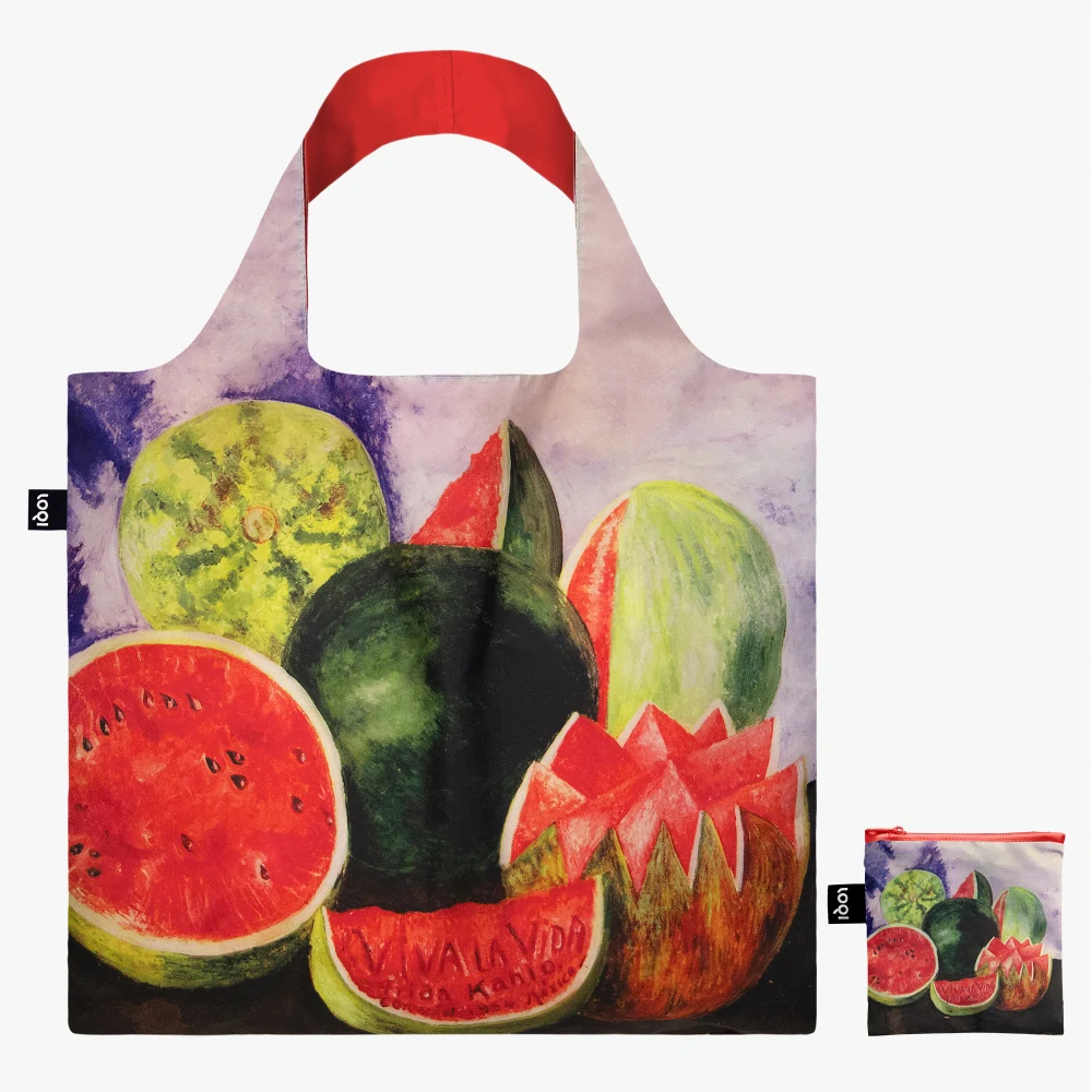LOQI - ekologická skladacia nákupná taška - Frida Kahlo Viva La Vida, Watermelons