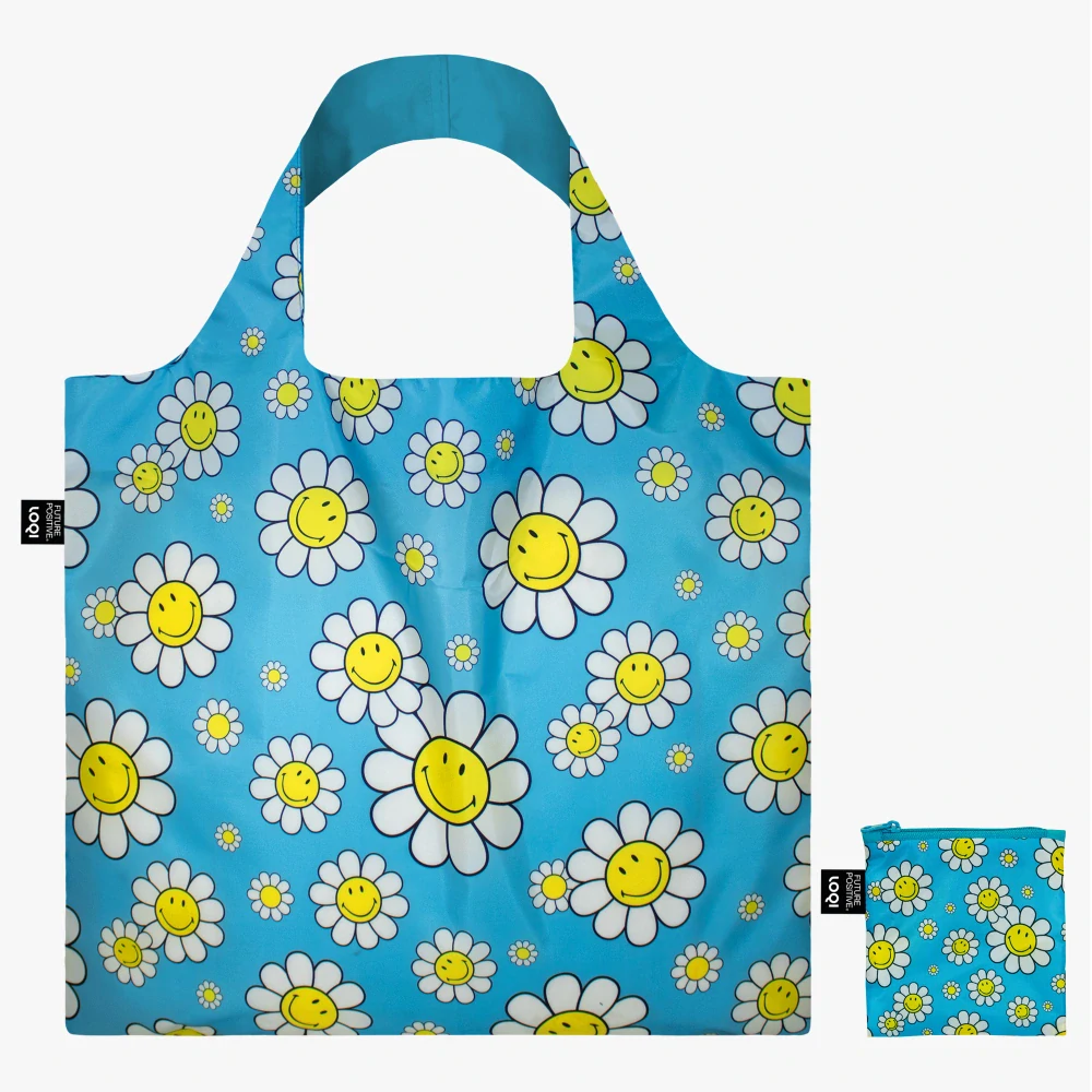 LOQI - ekologická skladacia taška - SMILEY Flowers Aquarius