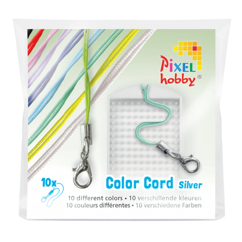 Pixelhobby farebné šnúrky na kľúčenku so strieborným očkom