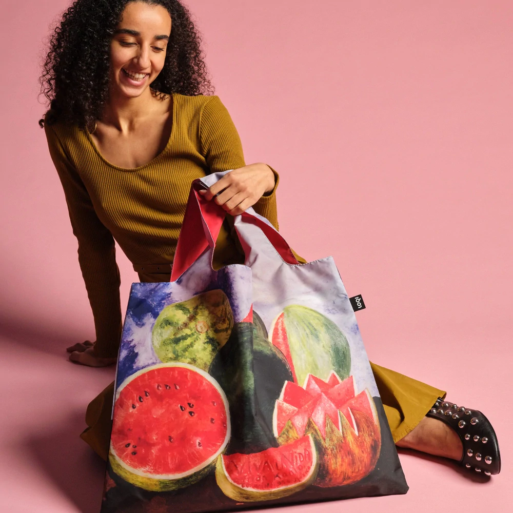 LOQI - ekologická skladacia nákupná taška - Frida Kahlo Viva La Vida, Watermelons