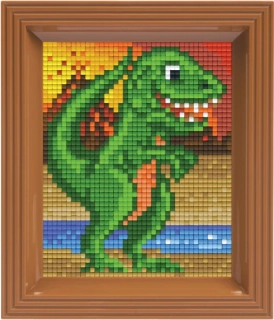 Pixelhobby set komplet - dino - žltý rám